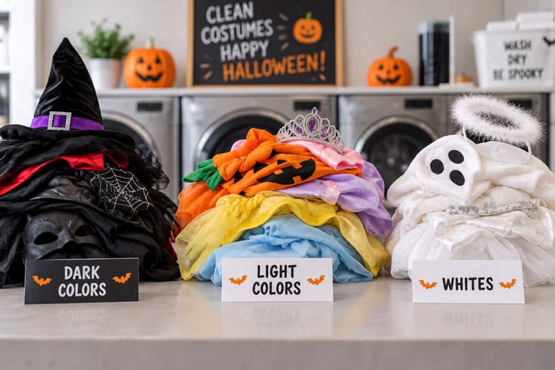 Properly sorted whites, darks and light colored Halloween costume.