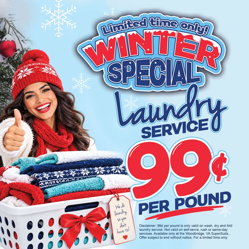 99¢ per pound wash, dry and fold special