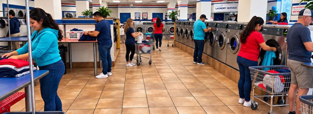 Laundromat customers doing laundry at our 8th St Reading, PA laundromat