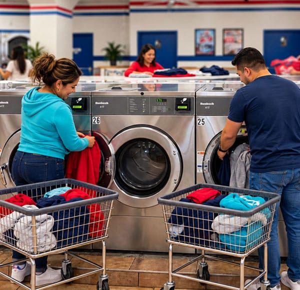 Reading 1 Laundromat customers doing laundry