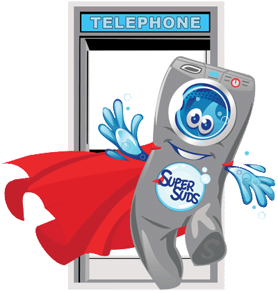 Imagen de la página de contacto "SuperSuds Sudzy Superman phone booth"